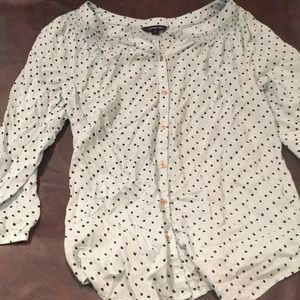 Lands End Button Down Polka Dot Top